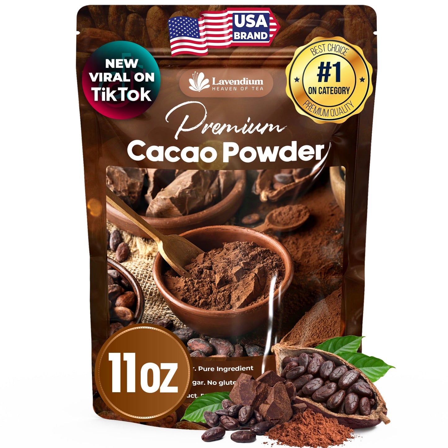 Cacao Powder, 25oz (1.56 lbs), 100% Natural & Pure, Unsweetened, Rich Chocolate Flavor, Perfect for Baking & Smoothies