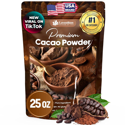 Cacao Powder, 25oz (1.56 lbs), 100% Natural & Pure, Unsweetened, Rich Chocolate Flavor, Perfect for Baking & Smoothies