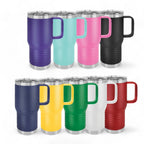 20 oz Custom Logo Tumbler with Handle – Permanent Laser Engraved Insulated Travel Mug