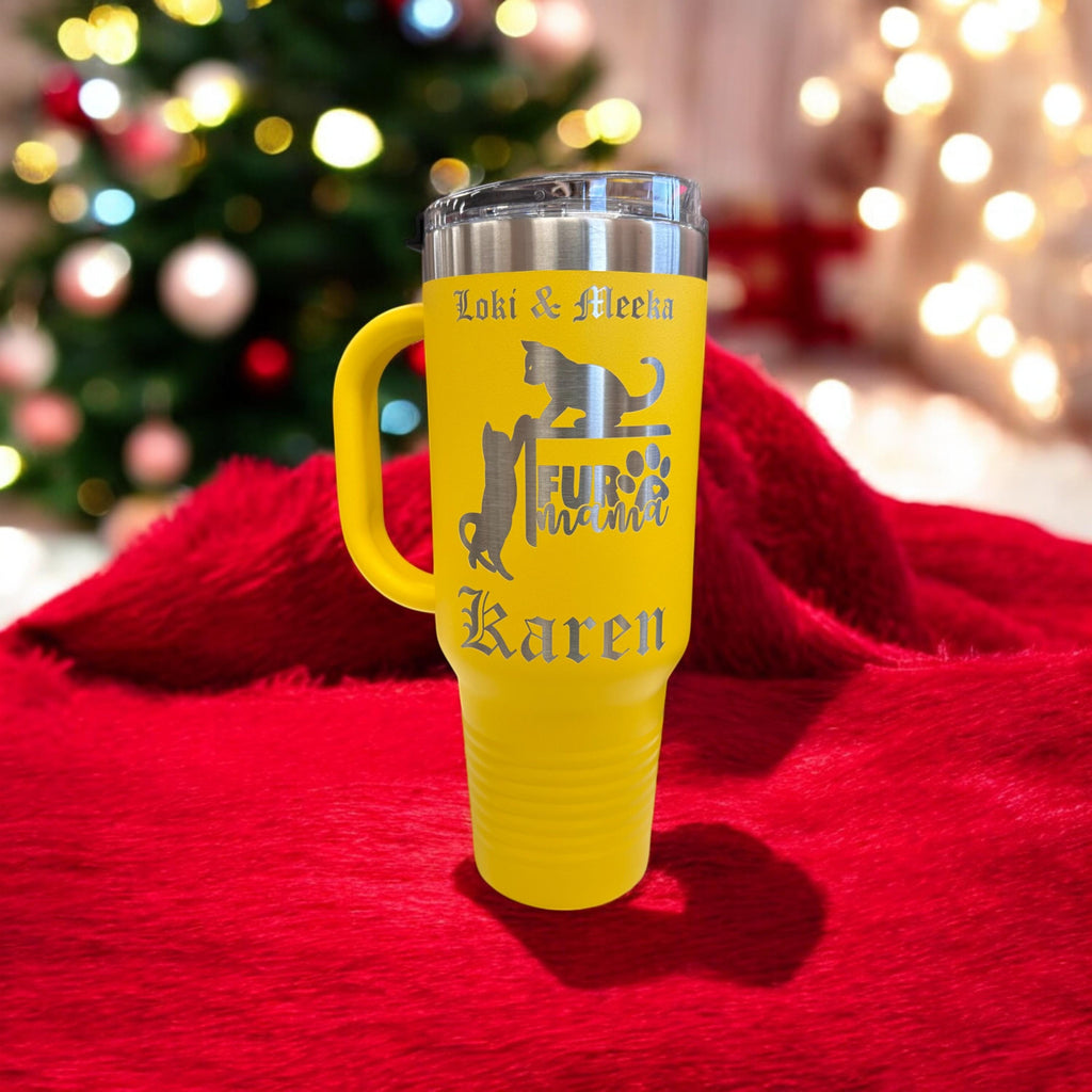 20 oz Custom Logo Tumbler with Handle – Permanent Laser Engraved Insulated Travel Mug
